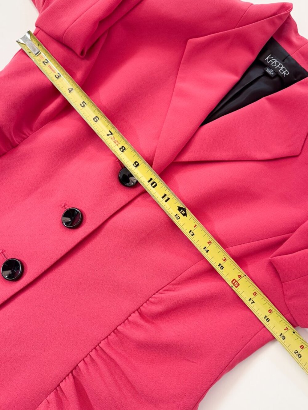 Hot Pink Ruched Portrait Collar Blazer Sz 12 Vintage Corpcore Elle Woods Barbie - Picture 9 of 14